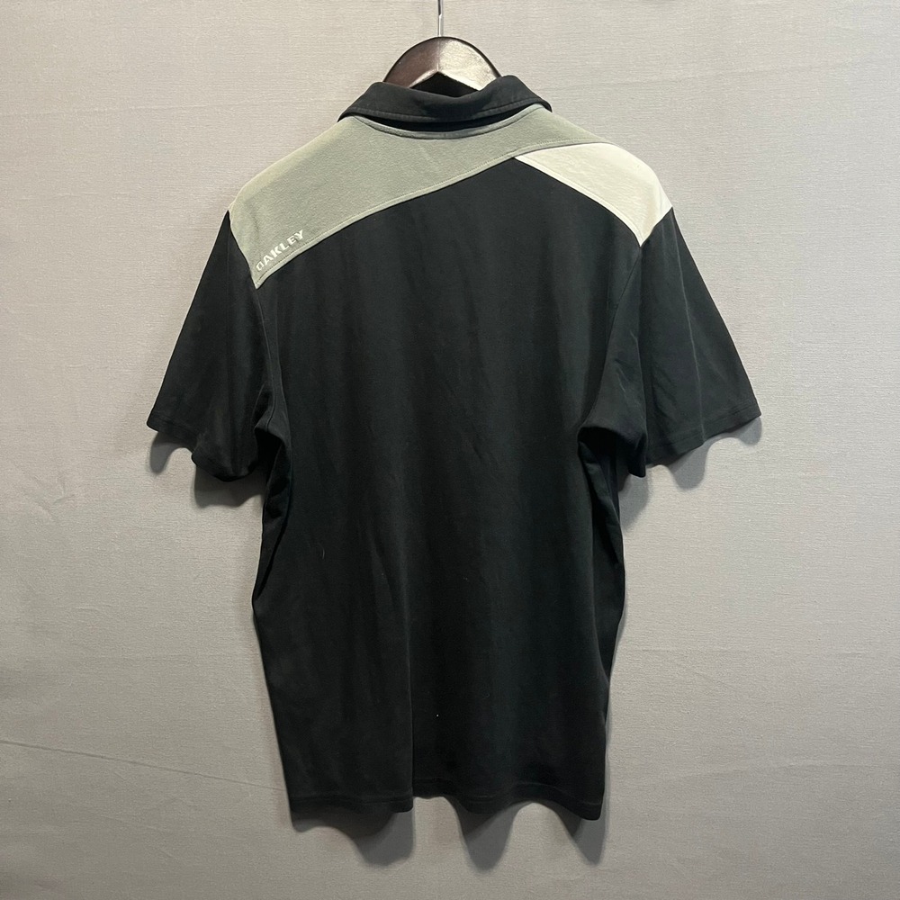 Oakley Mens XL Colorblock Polo Shirt Black Grey Short Sleeve Logo RN96548 - Picture 5 of 5